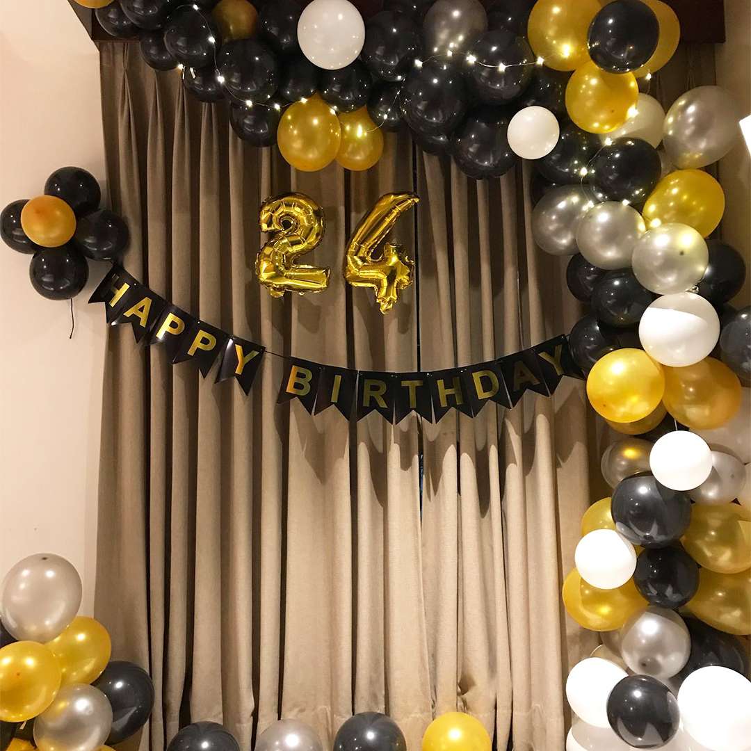 Black Gold Balloon Decoration - Prepare 2 Party