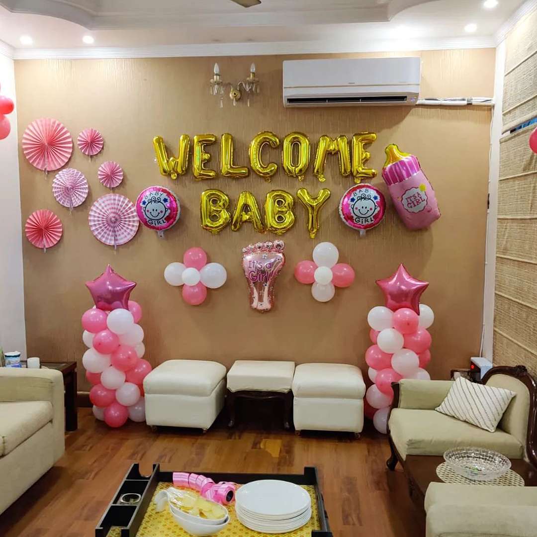 Bright-Coloured Welcome Baby Girl Decor