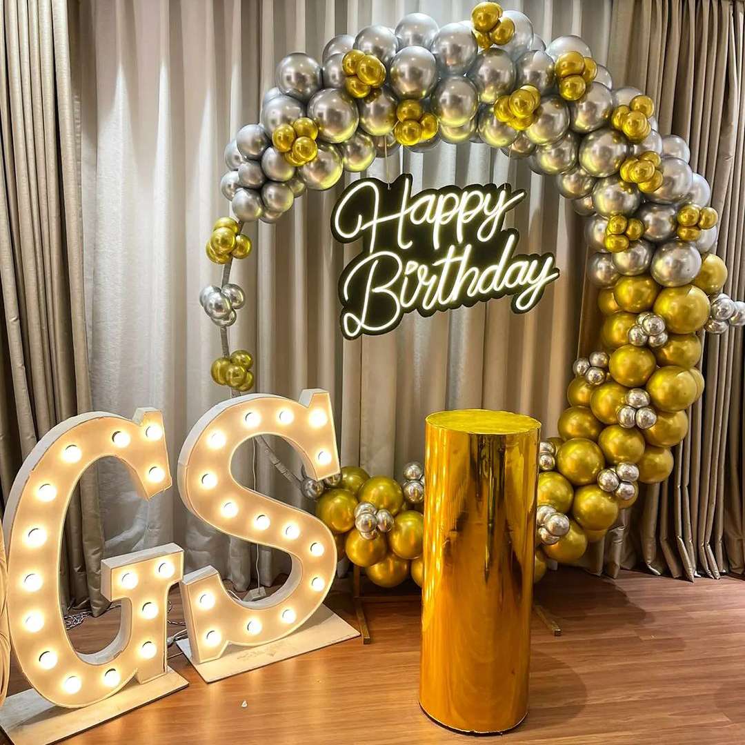 Golden Silver Chrome Balloon Decoration - Prepare 2 Party