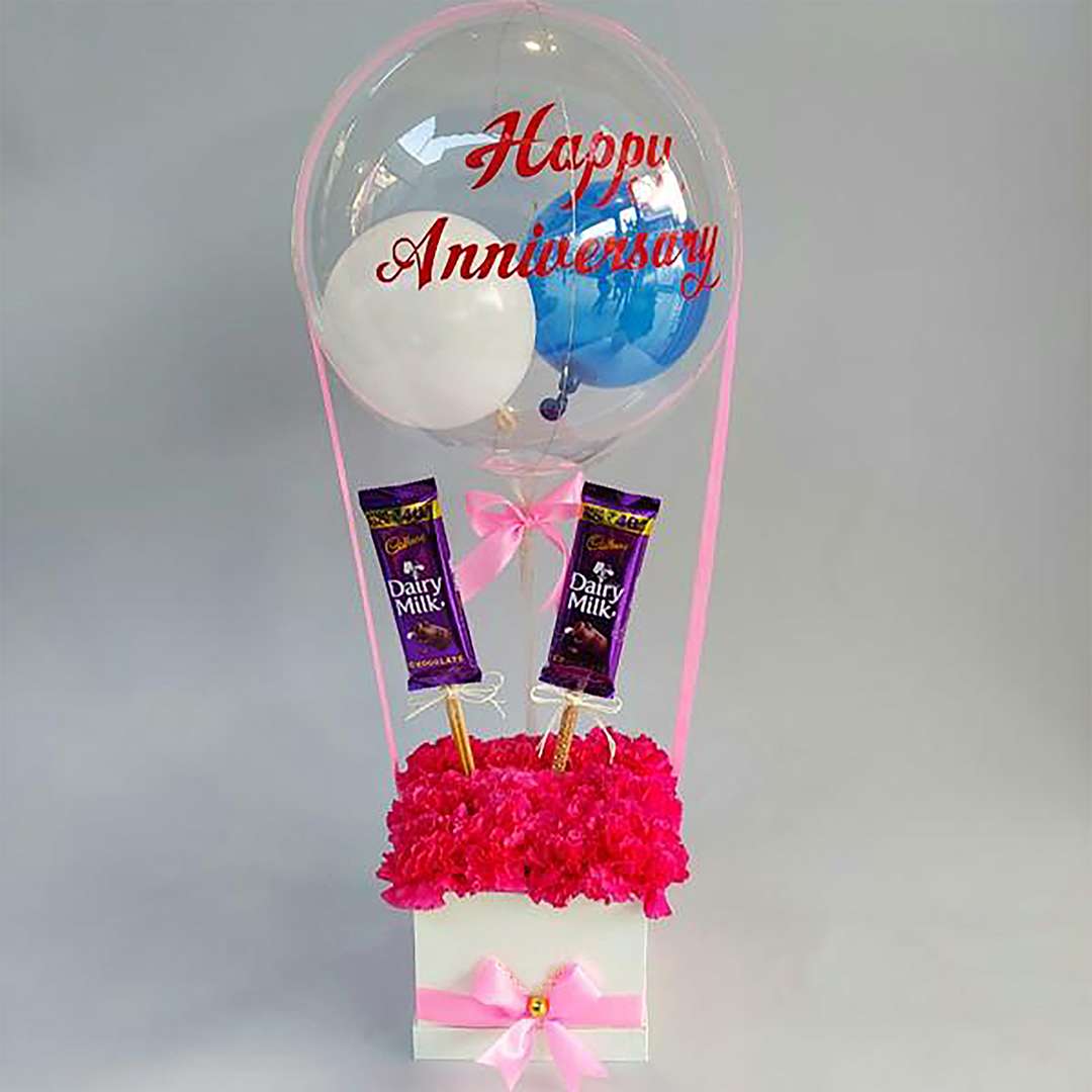 Air Balloon with carnation (Anniversary Special)