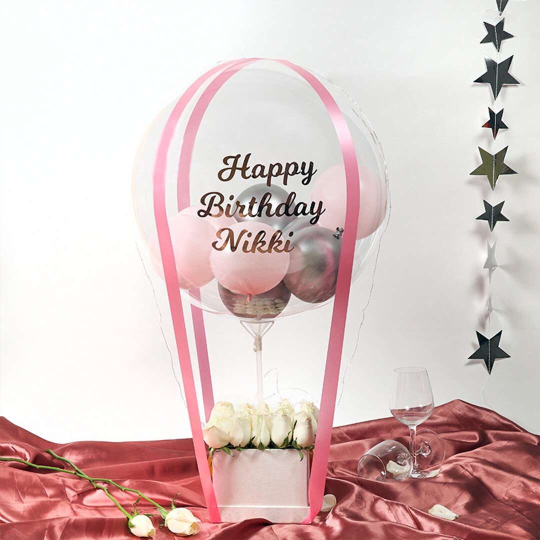 Custom White Rose Balloon Bouquet