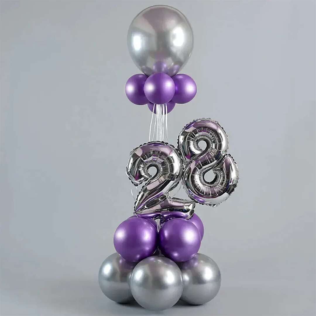 Purple & Silver Numeric Balloon Bouquet